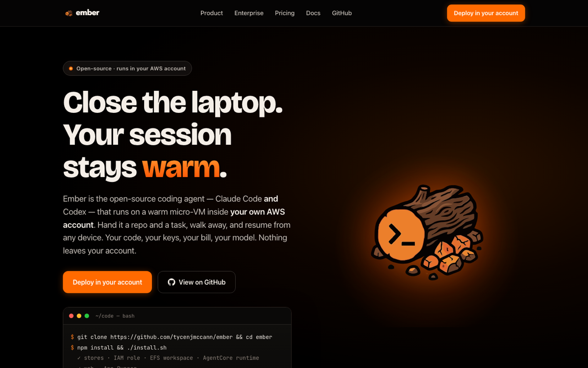 Ember — open-source coding agent in your AWS account