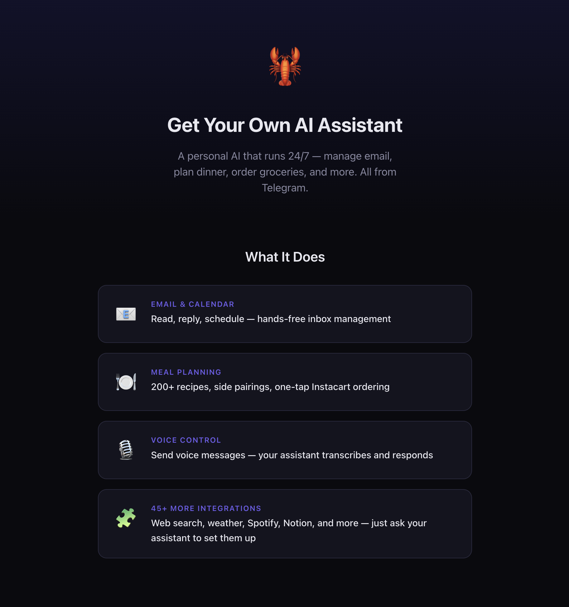 OpenClaw Cloud landing page